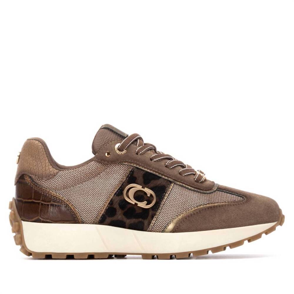 NEW CARMELA women's suede lace-up sneakers in taupe